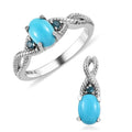 Premium American Natural Sleeping Beauty Turquoise, Malgache Neon Apatite Ring and Pendant Necklace 20 Inches in Stainless Steel 1.50 ctw - Sticky add to cart bar