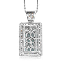 Madagascar Paraiba Apatite Elongated Pendant Necklace 20 Inches in Vermeil Yellow Gold and Platinum Over Sterling Silver 3.75 ctw