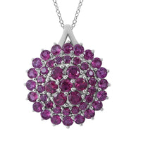 Orissa Rhodolite Garnet Floral Pendant Necklace 18 Inches in Platinum Over Sterling Silver 7.75 ctw