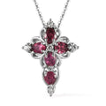 Natural Wine Garnet Necklace in Sterling Silver, White Zircon Necklace, Cross Pendant, Religious Jewelry (20 Inches) 1.25 ctw - Sticky add to cart bar