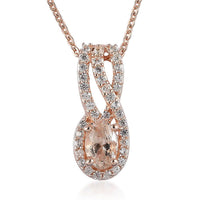 Premium Marropino Morganite, Natural White Zircon Pendant Necklace (20 Inches) in Vermeil RG Over Sterling Silver