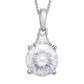 Emperor cut Moissanite Pendant Necklace 18 Inches in Rhodium Over Sterling Silver 1.90 ctw - Sticky add to cart bar