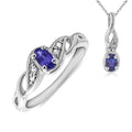 Madagascar Purple Sapphire, Natural White Zircon Ring (Size 5.00) and Pendant Necklace 18 Inches in Platinum Over Sterling Silver 0.65 ctw - Sticky add to cart bar