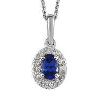 AAA Tanzanite and Natural White Zircon Halo Pendant Necklace 20 Inches in Platinum Over Sterling Silver 0.85 ctw