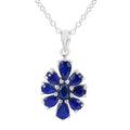 Tanzanian Blue Spinel (DF) Floral Pendant Necklace 18 Inches in Platinum Over Sterling Silver 1.60 ctw - Sticky add to cart bar