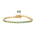 Premium Tsavorite Garnet Stud Earrings and Bracelet (6.50In) in Vermeil Yellow Gold Over Sterling Silver 8.25 ctw - Sticky add to cart bar