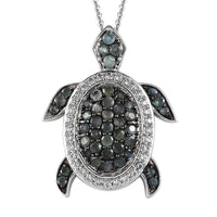 Narsipatnam Alexandrite and White Zircon Turtle Pendant Necklace 20 Inches in Platinum Over Sterling Silver 2.00 ctw