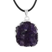 Purple Druzy Small Pendant Necklace 20 Inches in Silvertone