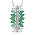 AAA Kagem Emerald and White Zircon Pendant Necklace 18 Inches in Rhodium Over Sterling Silver 2.20 ctw - Sticky add to cart bar