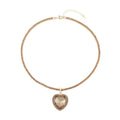 Blue Glass and Blue Austrian Crystal Heart Pendant with Tennis Chain Necklace 20-22 Inches in Silvertone - Sticky add to cart bar