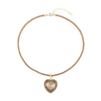 Blue Glass and Blue Austrian Crystal Heart Pendant with Tennis Chain Necklace 20-22 Inches in Silvertone