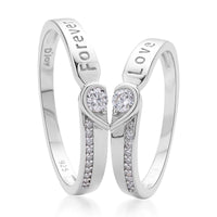 Set of 2 Moissanite Band Ring in Rhodium Over Sterling Silver 0.35 ctw