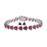 Mozambique Garnet Trillion Tennis Bracelet (6.25In) and Stud Earrings in Platinum Over Sterling Silver 8.70 Grams 23.50 ctw