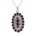 Mozambique Garnet and White Zircon Pendant Necklace 18 Inches in Platinum Over Sterling Silver 2.15 ctw - Sticky add to cart bar