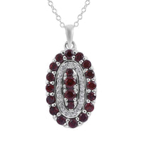 Mozambique Garnet and White Zircon Pendant Necklace 18 Inches in Platinum Over Sterling Silver 2.15 ctw