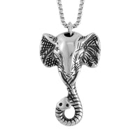 Elephant Head Pendant Necklace (24 Inches) in Stainless Steel