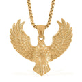 Eagle Pendant Necklace 24 Inches in ION Plated YG Stainless Steel - Sticky add to cart bar