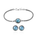 BALI LEGACY Larimar Bracelet (7.50In) and Earrings in Sterling Silver 10 Grams 7.00 ctw - Sticky add to cart bar