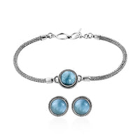 BALI LEGACY Larimar Bracelet (7.50In) and Earrings in Sterling Silver 10 Grams 7.00 ctw