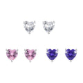 Set of 3 Simulated White, Pink and Blue Diamond Solitaire Stud Earrings in Sterling Silver - Sticky add to cart bar