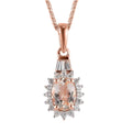 Premium Marropino Morganite and Natural White Zircon Sunburst Pendant Necklace 20 Inches in Vermeil Rose Gold Over Sterling Silver 1.00 ctw - Sticky add to cart bar