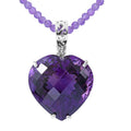 Lusaka Amethyst Heart Pendant with Amethyst Beaded Necklace 18 Inches in Platinum Over Sterling Silver 125.00 ctw - Sticky add to cart bar