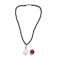 Red Jasper, Agate Pendant with Natural Thai Black Spinel Beaded Necklace 18 Inches in Stainless Steel 141.20 ctw
