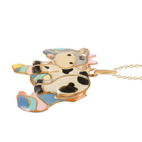 14K Yellow Gold Enameled Cow Pendant Necklace (18 Inches) (1.20g)