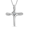 Moissanite Cross Pendant Necklace (20 Inches) in Platinum Over Sterling Silver (7.80 g) 0.20 ctw - Sticky add to cart bar