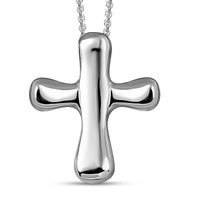 Platinum Over Sterling Silver Cross Pendant Necklace 20 Inches 4.25 Grams