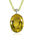 Ouro Verde Quartz Pendant with Peridot Beaded Necklace 20 Inches in Platinum Over Sterling Silver 121.70 ctw - Sticky add to cart bar