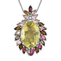 Ouro Verde Quartz and Multi-Tourmaline Pendant Necklace 20 Inches in Platinum Over Sterling Silver 7.50 ctw - Sticky add to cart bar