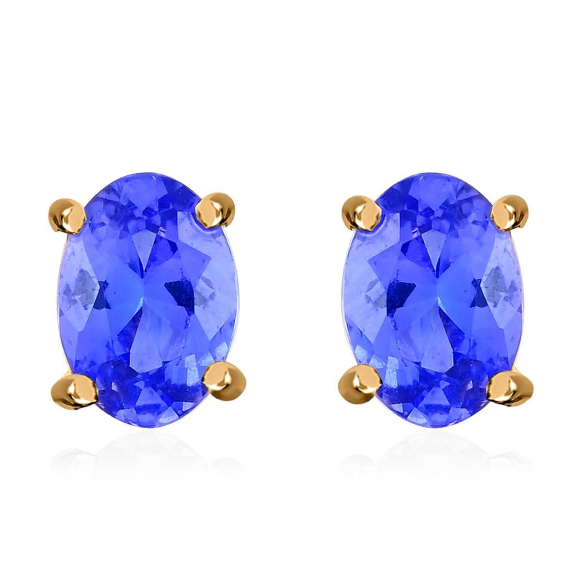 Luxoro 10K Yellow Gold Premium Tanzanite Solitaire Stud Earrings with Teddy Bear Packaging 1.50 ctw