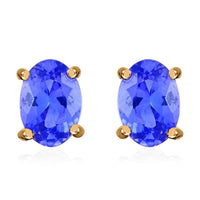 Luxoro 10K Yellow Gold Premium Tanzanite Solitaire Stud Earrings with Teddy Bear Packaging 1.50 ctw