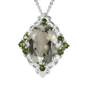 AAA Montezuma Prasiolite and Chrome Diopside Pendant Necklace 20 Inches in Platinum Over Sterling Silver 5.75 ctw - Sticky add to cart bar