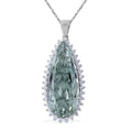 AAA Montezuma Prasiolite and White Zircon Halo Pendant Necklace 18 Inches in Platinum Over Sterling Silver 32.10 ctw - Sticky add to cart bar