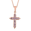 Madagascar Purple Sapphire Cross Pendant Necklace 20 Inches in Vermeil Rose Gold Over Sterling Silver 0.35 ctw - Sticky add to cart bar