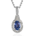 Peacock Tanzanite and White Zircon Halo Pendant Necklace 20 Inches in Platinum Over Sterling Silver 0.90 ctw - Sticky add to cart bar