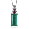 Emeraldine Quartz (Triplet) and Orissa Rhodolite Garnet Pendant Necklace 20 Inches in Platinum Over Sterling Silver 5.15 ctw - Sticky add to cart bar