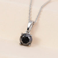 Ankur Treasure Chest Premium Black Diamond Solitaire Pendant Necklace 20 Inches in Platinum Over Sterling Silver 1.00 ctw