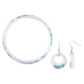 Blue Color Ceramic Bangle Bracelet (8.50 In) and Earrings in Stainless Steel - Sticky add to cart bar