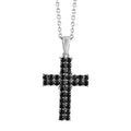 Natural Thai Black Spinel Cross Pendant Necklace 20 Inches in Stainless Steel 1.50 ctw - Sticky add to cart bar