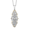 Brazilian Goshenite and White Zircon Elongated Pendant Necklace 20 Inches in Vermeil YG and Platinum Over Sterling Silver 3.50 ctw - Sticky add to cart bar