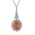 Viceroy Spessartine Garnet and Moissanite Sunburst Pendant Necklace 18 Inches in Platinum Over Sterling Silver 3.20 ctw - Sticky add to cart bar