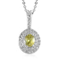 AAA Sava Sphene and White Zircon Double Halo Pendant Necklace 20 Inches in Platinum Over Sterling Silver 0.75 ctw - Sticky add to cart bar