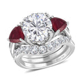 Moissanite and Tanzanite Set of 2 Stackable Ring in Platinum Over Sterling Silver (Size 7.0) 4.00 ctw - Sticky add to cart bar