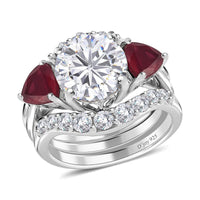 Moissanite and Tanzanite Set of 2 Stackable Ring in Platinum Over Sterling Silver (Size 7.0) 4.00 ctw