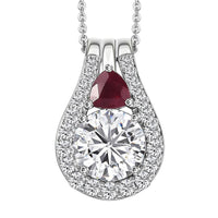 Moissanite and Tanzanite Pendant Necklace 20 Inches in Platinum Over Sterling Silver 3.50 ctw