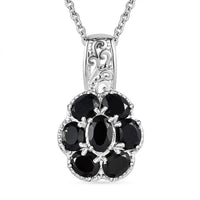 Karis African Amethyst Floral Pendant Necklace 20 Inches in Platinum Bond and Stainless Steel 2.85 ctw