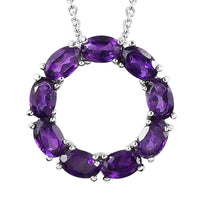 Amethys Pendant Necklace 20 Inches in Stainless Steel 4.20 ctw